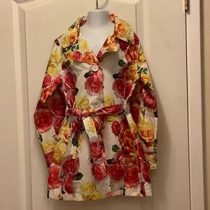 Kids Size 6X Weatherproof Floral Rain Coat